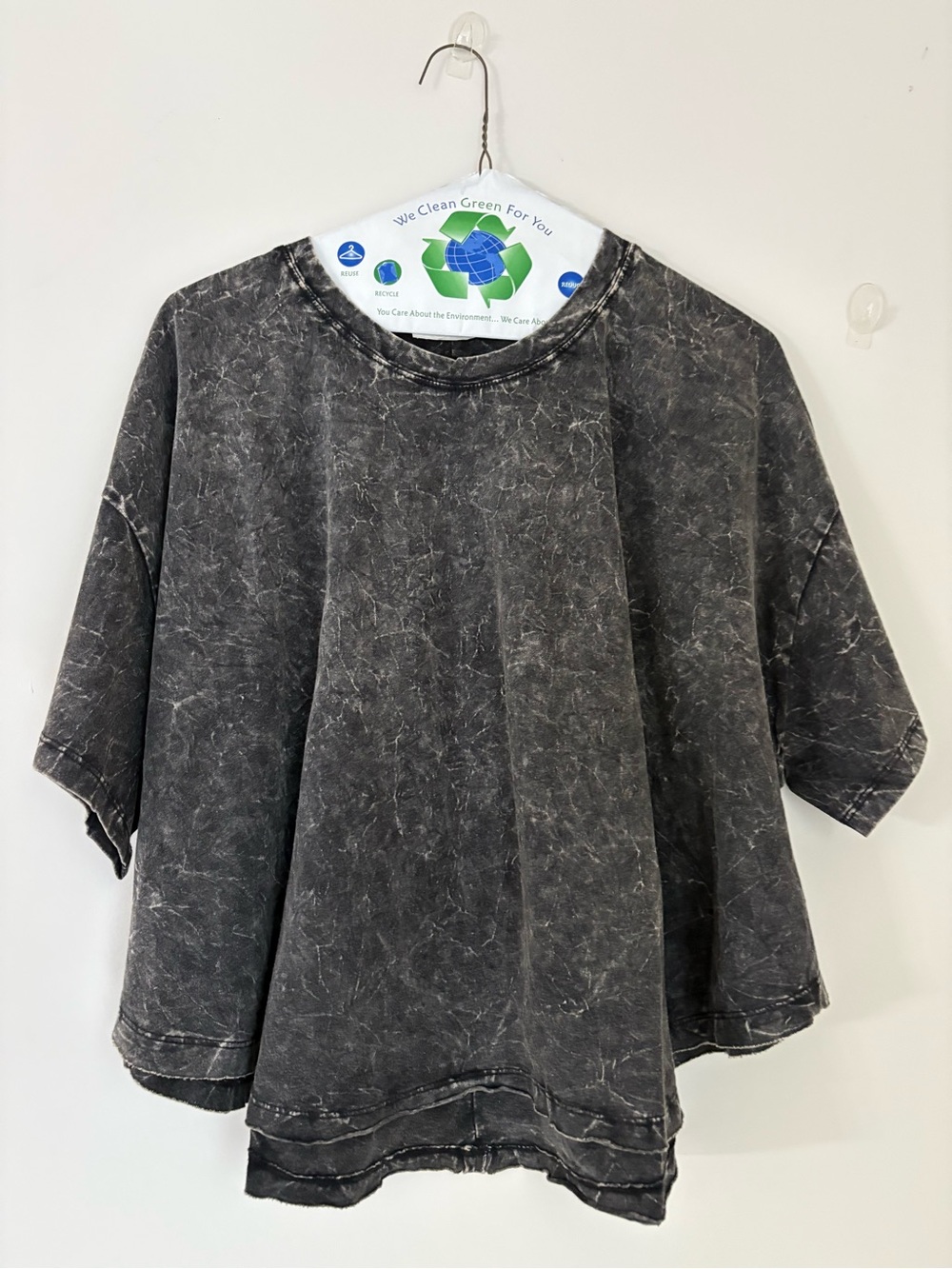 Zenana Black Acid Wash Black Flowy Top